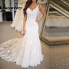 Spaghetti Straps V-Neck Vestido De Noiva Mermaid Wedding Dress 2022 Court Train Charming Appliques White Bridal Gowns Dresses