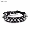 Dog Collar Leashes Pet PU Läder XXS-L Justerbar Rivet Spiked Studded Puppy Collar Neck Strap Cool 30D16