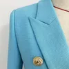 High Street Est Runway Designer Blazer Dames Klassieke Lion Buttons Double Breasted Slank Montage Textured Jacket 210907