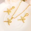 18 K Solid G Gold Starfish Hanger Ketting Oorbellen Hippocampus Dier Sieraden Jonge Stijl Papoea Guinea Traditional Party