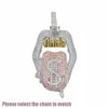 14K Copper Tongue Iced Out Bling 5A CZ Sexy Mouth Pendant Necklace Dollar Symbol Micro Pave Cubic Zirconia Jewelry180B