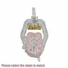 14k língua de cobre gelada bling 5a cz boca sexy pingente colar símbolo do dólar micro pave zircônia cúbica joias 190k