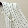 Aelegantmis Spring Women Casual Blazer Jacket Striped Loose Plus Size Office Lady Work Suit Coat Ladies Business Blazers 210607