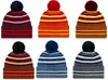 Nya Jul Sideline Beanies Kepsar Amerikansk fotboll 32 Team Sport Vinter Sida Linje Sticka Kepsar Beanie Stickade hattar Partihandel