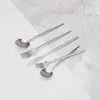 Flatware Sets 30Pcs Matte Silver Stainless Steel Cutlery Tableware Set Dinnerware Dinner Forks Knives Spoons Safe Silverware