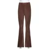 Vintage 90s corduroy flare joggingbroek vrouwen y2k broek esthetische harajuku lange hoge taille broek stretchy vrouwelijke capri 210415