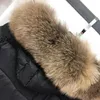 Womens Down Jacket Winter Jackets Coats Real Raccoon Hair Collar Warm Fashion Parkas with Belt Lady Cotton Coat Outerwear Big Pocket