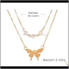 Chokers Necklaces & Pendants Drop Delivery 2021 Women Layered Faux Pearl Butterfly Clavicle Chain Girls Daily Wearing Choker Charming Necklac