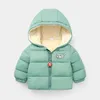 女の子の冬のコート少年子供の綿の詰まったジャケットプラスベルベットの厚い赤ちゃんのフード付きの子供たち211222