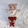 Kläder uppsättningar baby kläder plysch toppar med byxor två stycken födda pojkar jul romer långärmad pullover spädbarn flicka