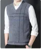 Men's Vests Winter Fit Type Collarless Casual Middle-aged Green Ordinary Wool Autumn Sweater