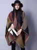 Woman Capes Coat Winter/Autumn Female Ponchos Wraps Scarf Shawl Stoles Plaid Ladies Fashion Outwear Clothes Y40