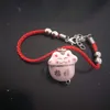 Nouveau mignon chat chanceux perles en céramique Bracelet sûr Bracelet en corde rouge fait à la main bijoux de mode longueur réglable