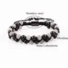 Bracciale gembo di gemma naturale Naturale 6mm Labradorite perle agata nera con cavo fatto a mano Bracciale Macrame Bracciale da donna1790770