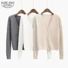 Autumn and Winter Top Long Sleeve Women's Sweater Korean Solid V-neck Thick Female Cardigan Ropa De Mujer 10645 210508