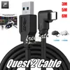 Quête 2 câble 10ft 16ft 20ft USB à C pour Oculus Quest Link Cables 3A TRANSFANT DE DONNÉES HIGHT SPEY