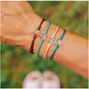 Charm Bracelets Geometric For Women Round Rope Cutout Tether Friendship Bracelet Adjustable Jewelry