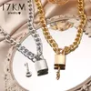 17KM Gothtic Gold Lock Chunky Chain Necklace For Women Men Big Chains Unlockable Locks Key Pendant Necklaces Exaggerated Jewelry