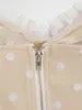 夏のビンテージスクエアカラーレースステッチ透明な水玉糸の長袖プルオーバーシャ​​ツ女性トリップトップメス210508