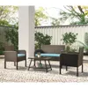 U_Style 4 Piece Rattan Sofa sets Seating Group with Cushions Outdoor Ratten sofa US stock a11 a17