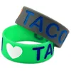 Charm Bracelets 1PC I Love Tacos Debossed And Filled In Color Silicone Wristband