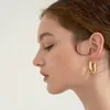 Flashbuy Gold Chic O Shaped Hoop Earring Women's Chunky Hoops Geometrical Earrings Minimalist Jewelry