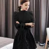 Wiosna Jesień Kobiety Sleeve Puff Sleeve Stand Collar Szyfonowe Bluzki Biurowe Damskie Topy Koszula Plus Size 2XL! 210713.