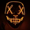 Halloween Horror Face Mask LED Gloeiende maskers 10 kleuren Purge verkiezingsmascara Kostuum DJ Party Light Up Masks Glow In Dark