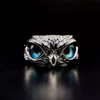 Fashion Demon Eye Owl Band Anelli per le donne Amanti delle ragazze Retro Animal Open Regolabile Statement Ring Jewelry Gift