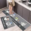 Kitchen Mat Cartoon Animals Long Strip Non-Slip Entrance Doormat Bedroom Home Floor Decoration Carpet Absorbent Bath Rug 220301