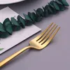 Zestaw złotych sztućców ze stali nierdzewnej złote noże widły łyżki sztućce Zestaw kuchennych tableware Gold dinner set Drop 211108