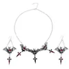 Collier de boucles d'oreilles Bat Halloween pour femmes croix inhabituelle 2021 tendance esthétique accessoires