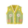 Mudkingdom Baby Girls Vest Cardigan Daisy Kwiat Odzież wiosna Topy Dzianiny Dzieci Odzież 210615