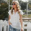 Women's T-Shirt White Office Shirts For Ladies 2021 Summer Fashion Loose Halter Lace Hollow Sleeve Casual Shirt Top Blouse