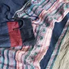 Johnature rétro Patchwork coton lin à manches longues Cardigan à lacets manteau automne Simple loisirs all-match femmes veste 210521