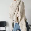 Jocoo Jolee Vintage Solid Hollow Tassel Crop Knitted Coat Women Long Sleeve Hooded Sweater Cardigan Batwing Zipper Outwear 210518