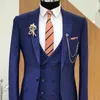 Slim Fit Formal Men Passar Business 3 Piece Bröllop Tuxedo För Groom Senaste Design Jacket Dubbelbröst Waistcoat med byxor x0909