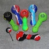 Pipes à fumer de tabac de tuyau de main de silicone coloré avec le support de filtre de cigarette d'herbe de bol en verre pour la plate-forme pétrolière