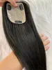 SLIK BASE Human Cabelo Topper Natural Black Color 8 * 14cm clipe em peças de tpee peças superior fechamento 120% densidade para mulheres