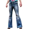 Mens Grandes Calças de Jeans Botão de Bootcut Calças Perna Solto Masculino Design Clássico Denim Bund Bund Bell para Homens Hosen Herren 210723