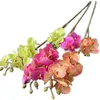Flores decorativas grinaldas uma peça real toque borboleta orquídea flor haste 10 cabeças phalaenopsis para peças centrais de casamento decorat floral