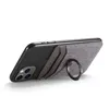 Universele Ring Houder Canvas Pocket Stickers Faux Lederen Kaart Pouch Stick-On Terug mobiele telefoon portemonnee tas