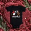 Pagliaccetti DERMSPE Fashion Pagliaccetto nero Born Baby Boy Girl Buon Natale Stampato Tuta da bambino Girocollo Tuta per bambini 3068