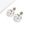 Multicolor Dot Geomtric Print Clay Drop Earrings for Women Sweet Unique White Round Pendant Polymer Dangle Earrings Jewelry