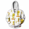 Męskie Bluzy Bluzy Phechion Moda Mężczyzna / Damskie Tweety Bird 3D Print Casual Zipper Coat Hip Hop Tops Sport Zip Z Kapturem B08