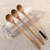 Spoons Long Handle Wooden Dessert Coffee Stirring Spoon Natural Wood Tableware Kitchen Honey Mixing Stirrer D
