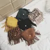 Mode Kids Leopard Tassel Mini Purse PU Polyester Suede All-Match Cross-Body Bags Girl Snack Candies One-Shoulder Plånbok