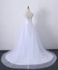 간단한 얇은 명주 그물선 가운 웨딩 드레스 캡 슬리브 신부 가운 Backless 한국어 Vestido de Noiva