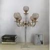 Inredning Crystal Candle Holders 5 Heads Table Candelabra Wedding Centerpiece Pillar Stand Road Bly Party Candlesticks Senyu478