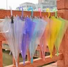 20PCS Transparent Umbrellas Clear PVC Umbrellas Long Handle 6 Colors DH2088